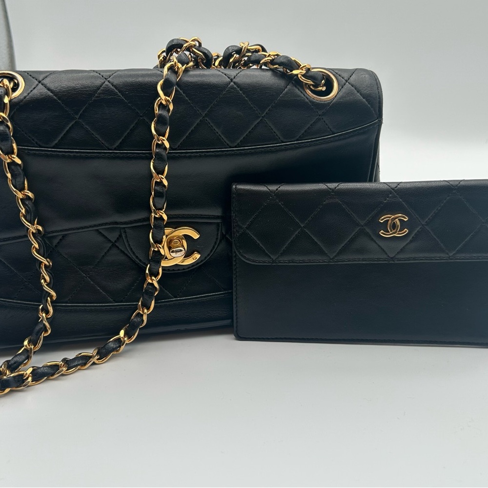 Chanel Vintage 1989 Lambskin Flap with Chanel Wallet